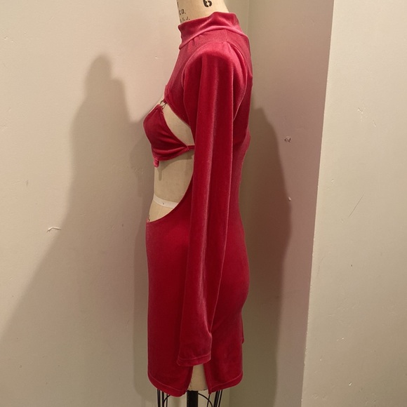 Magenta Rave Bunny Velvet Cut-Out Dress - Picture 4 of 9